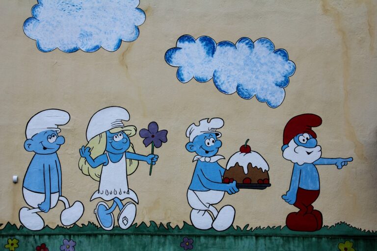 wall painting, smurfs, wall