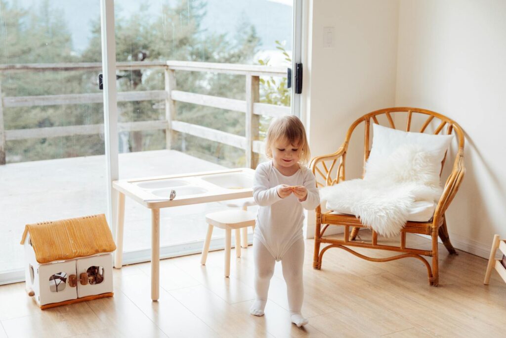 Girl Playing In The Living Room