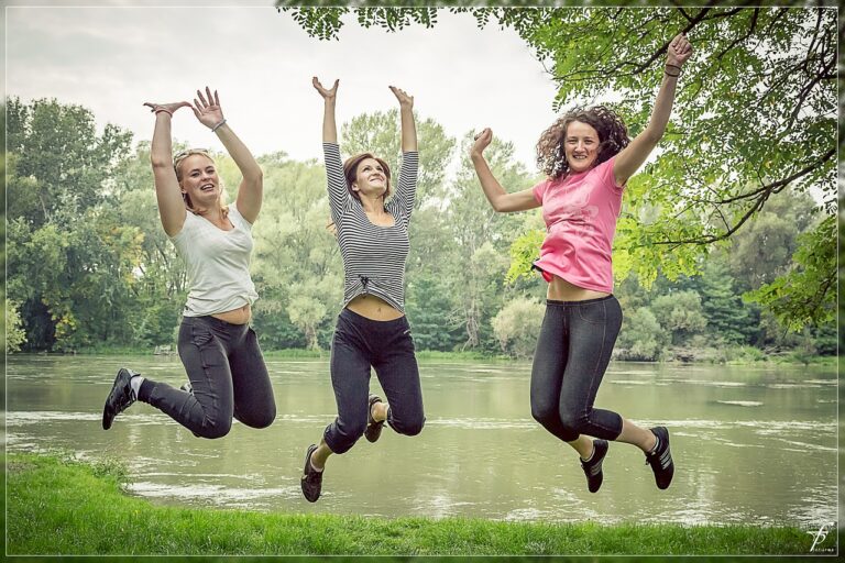 jumping, happy people, female